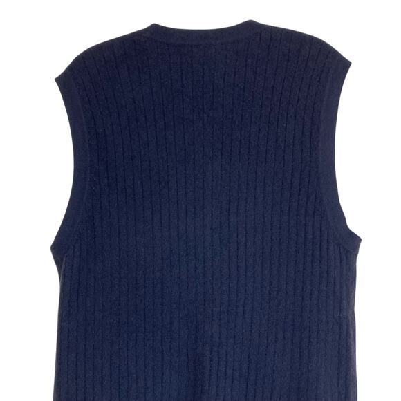 Lands’ End Mens Sz M Black 100% Cashmere Button Up Sweater Vest Pockets - Picture 4 of 16